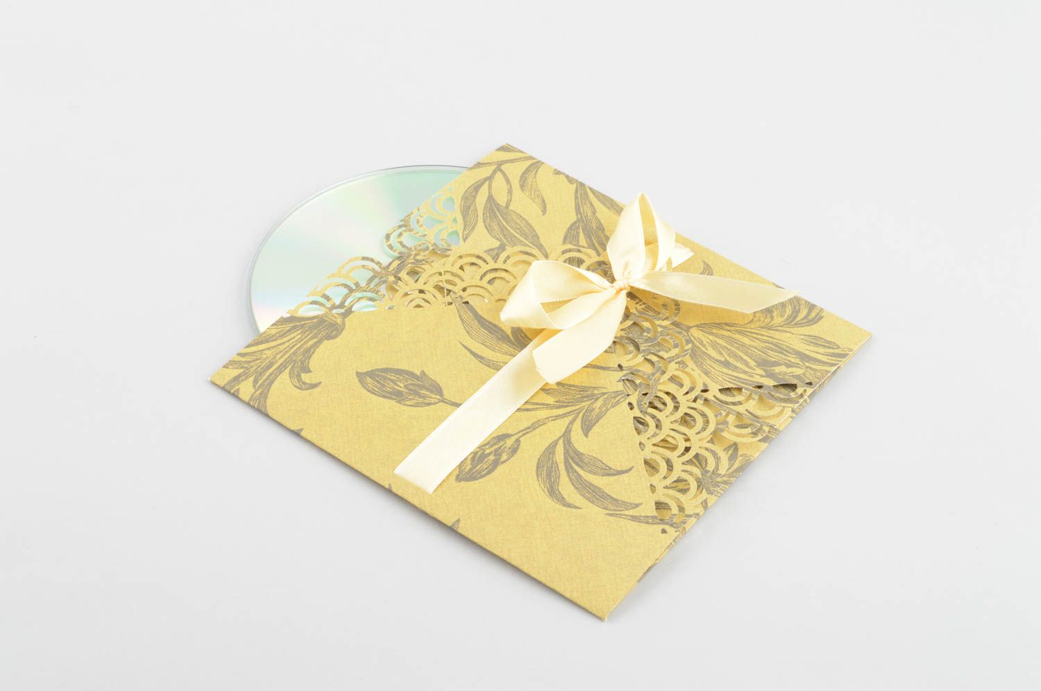 Handmade CD Papierhülle kreatives Geschenk schöne Verpackung mit Band  foto 2