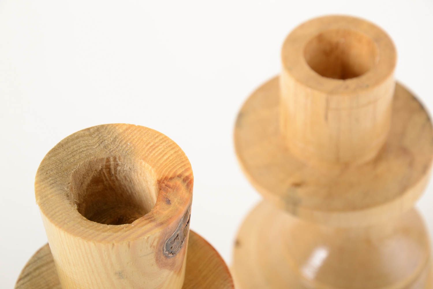 Candeleros de madera hechos a mano decoración de hogar soporte para velas foto 3