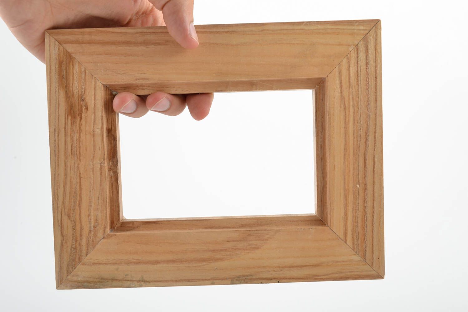 Cadre photo rectangulaire avec large bordure en bois clair fait main simple photo 5