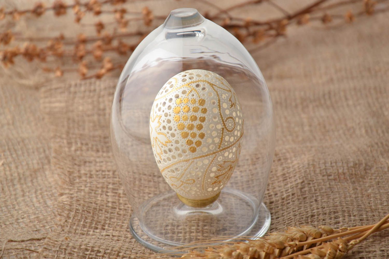 Huevo decorativo de ganso con grabado foto 1