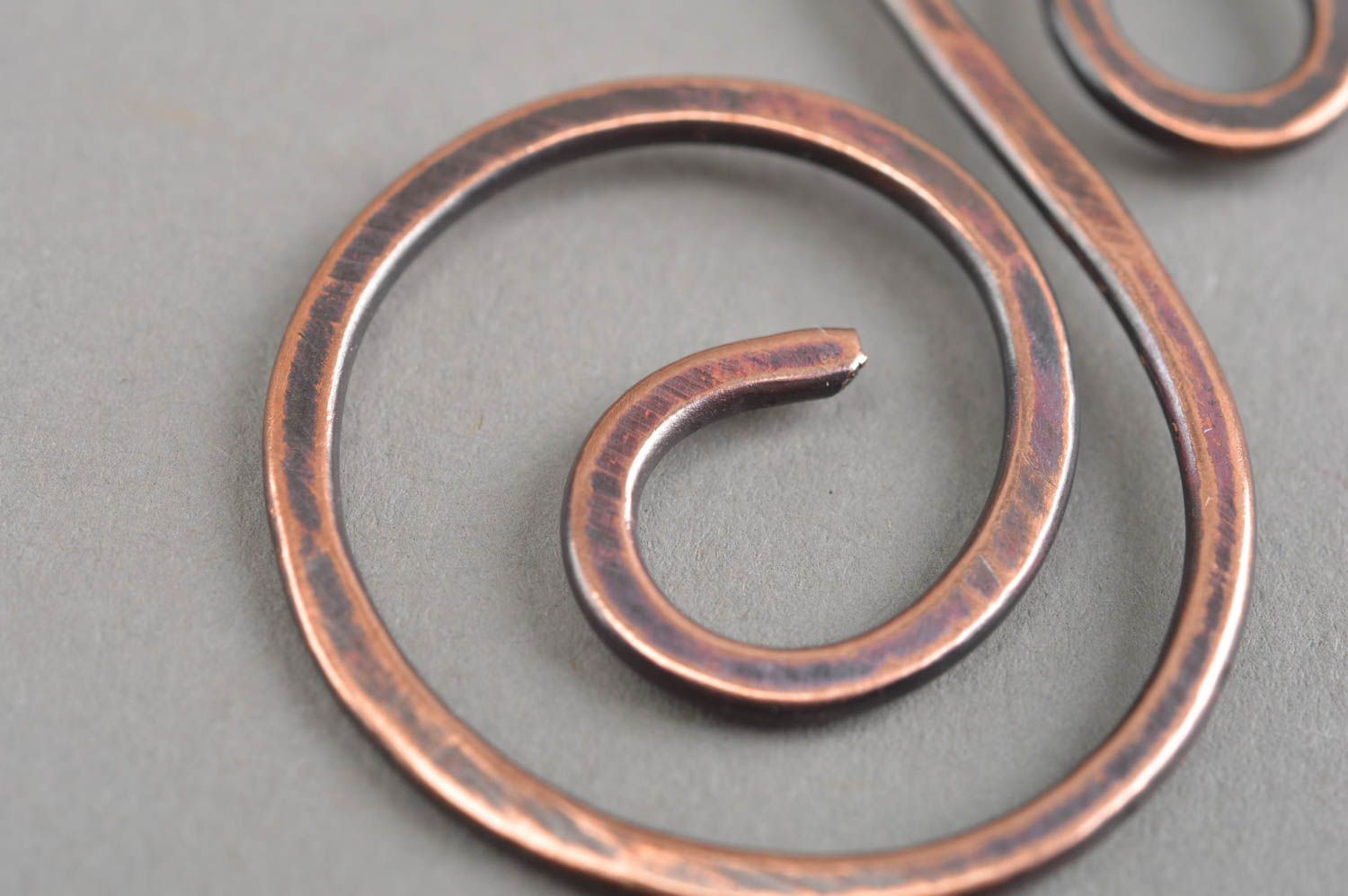Handmade forged metal pendant designer copper accessory massive jewelry photo 5