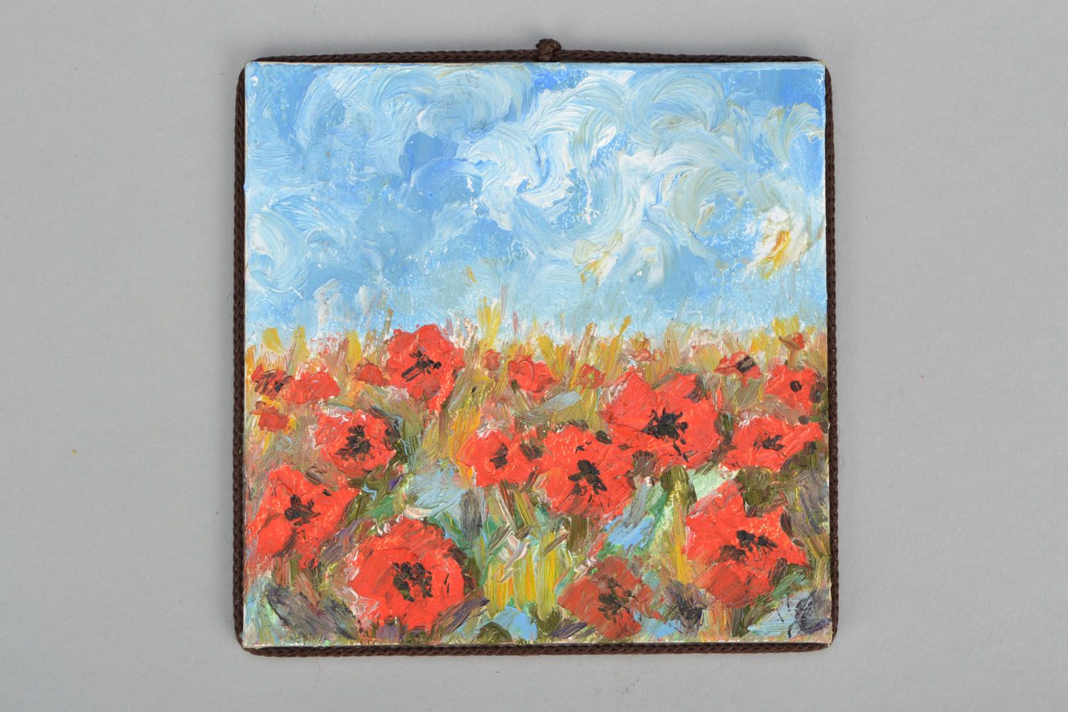 Fridge magnet painting Poppy Field photo 3