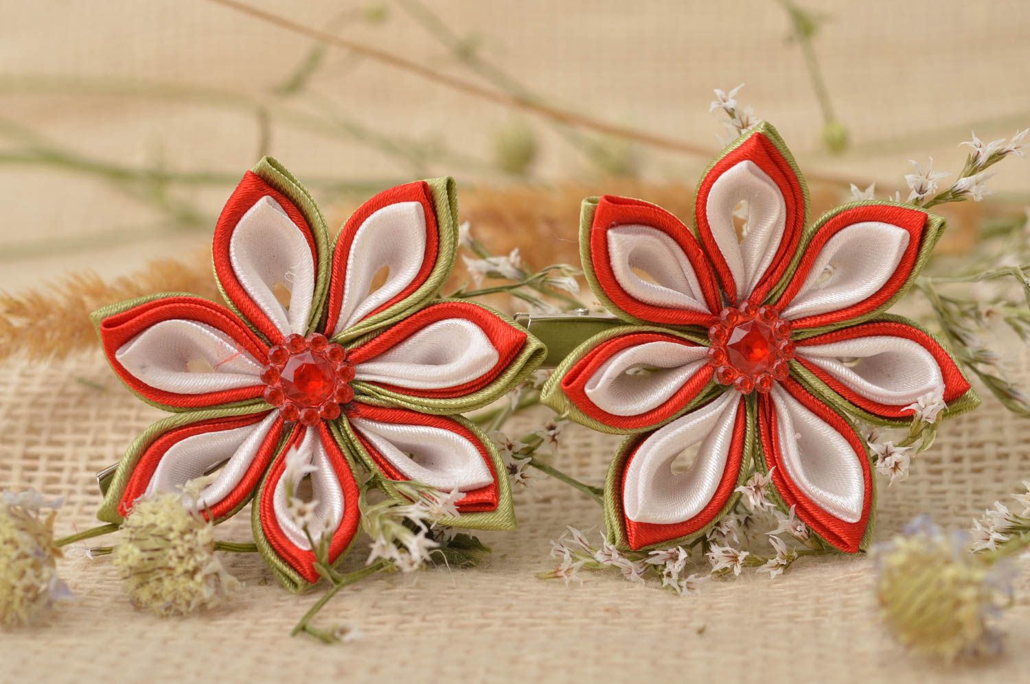 Handmade jewelry set hair ornaments hair accessories for girls kanzashi flowers photo 5