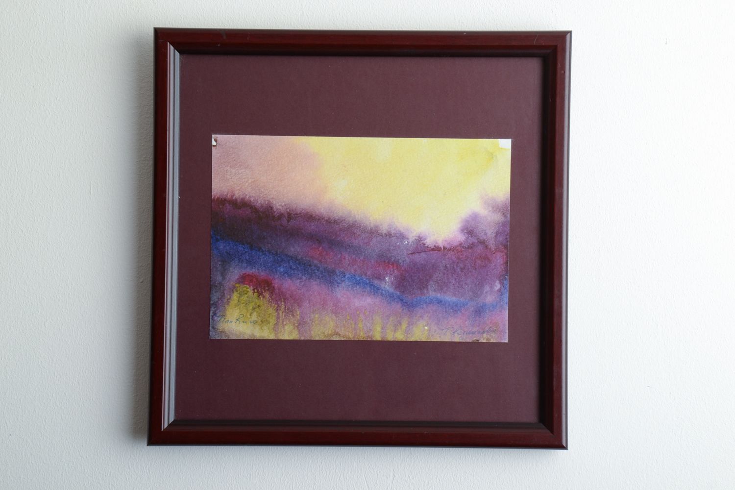 Modern watercolor painting in frame photo 1