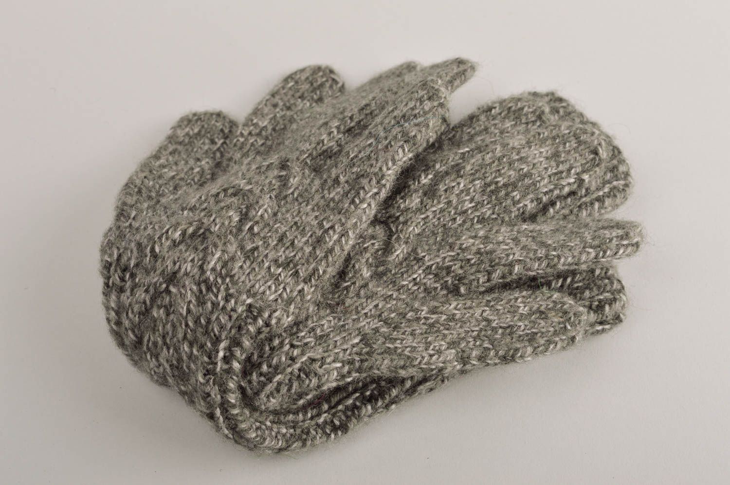 Handmade Wolle Handschuhe Accessoires für Frauen gehäkelte Handschuhe grau foto 4