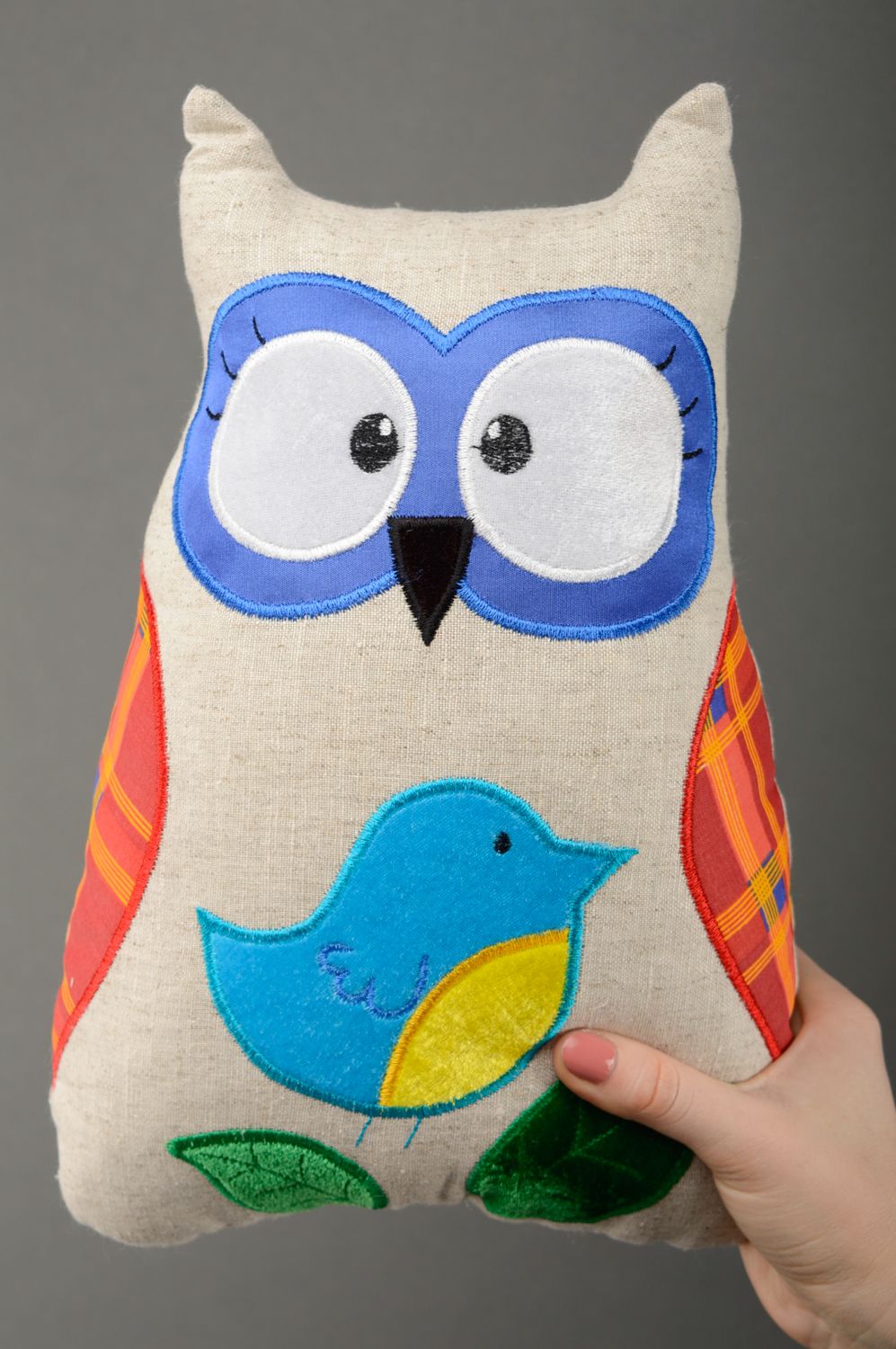 Handmade fabric pillow pet Owl photo 4