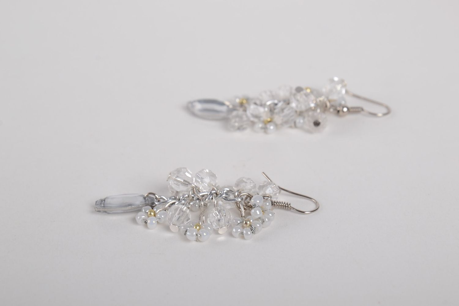 Handmade designer beaded earrings transparent earrings stylish jewelry photo 4