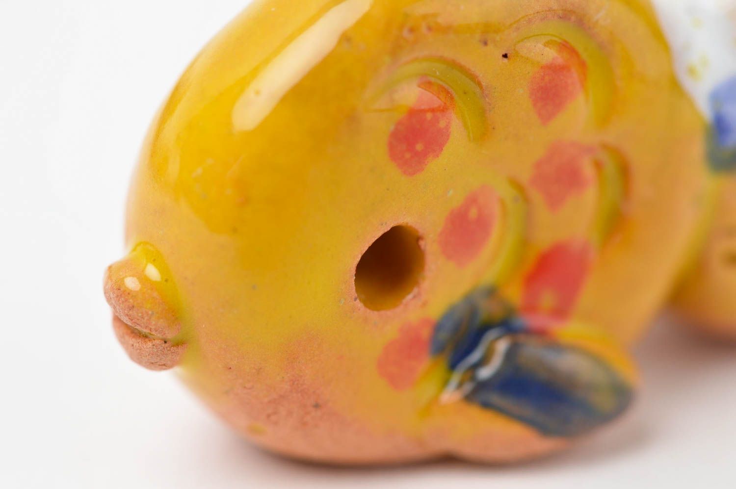 Figurine poisson Suspension décorative fait main jaune céramique Décor intérieur photo 5