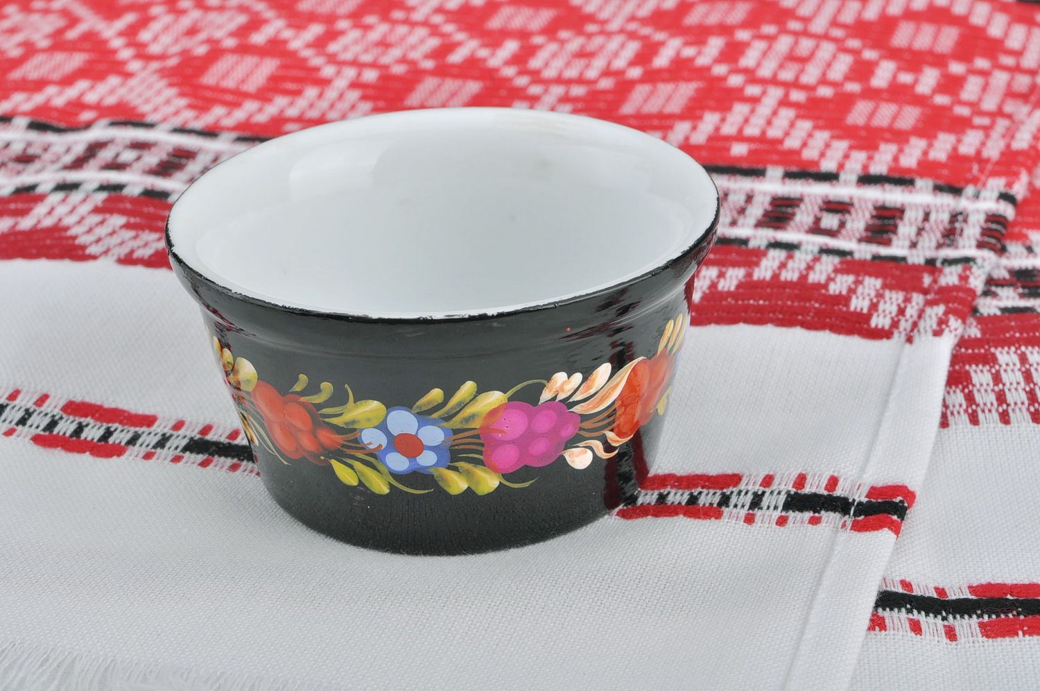 Bemalter Salz Topf aus Keramik mit Blumenmotiv foto 4