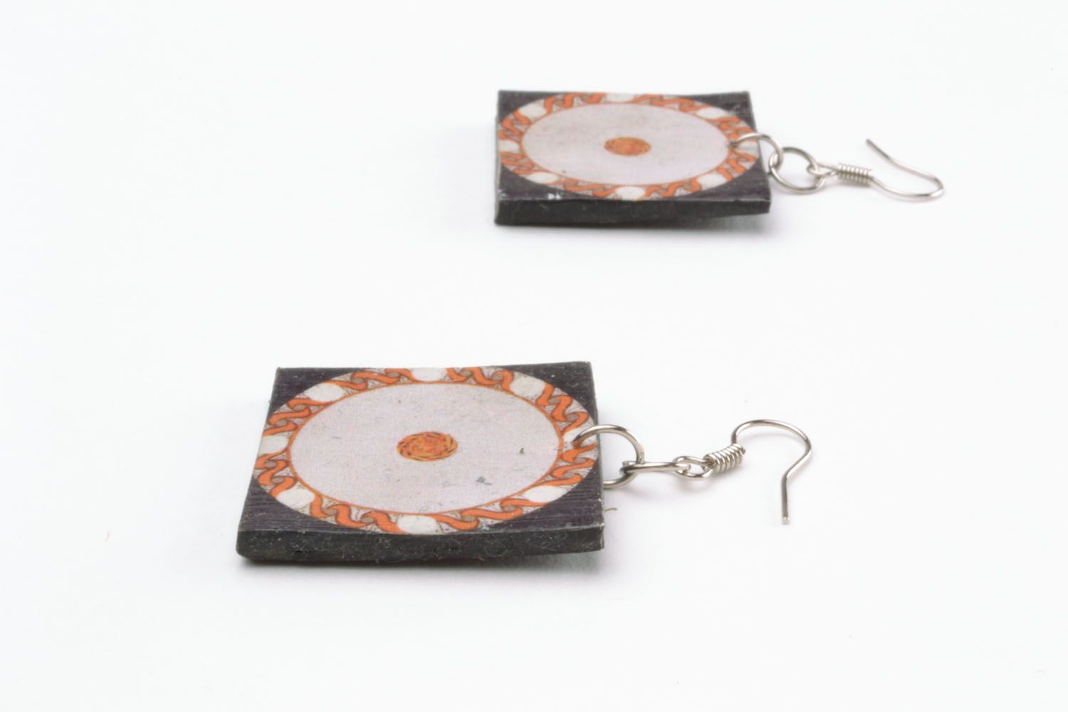 Square polymer clay earrings  photo 4