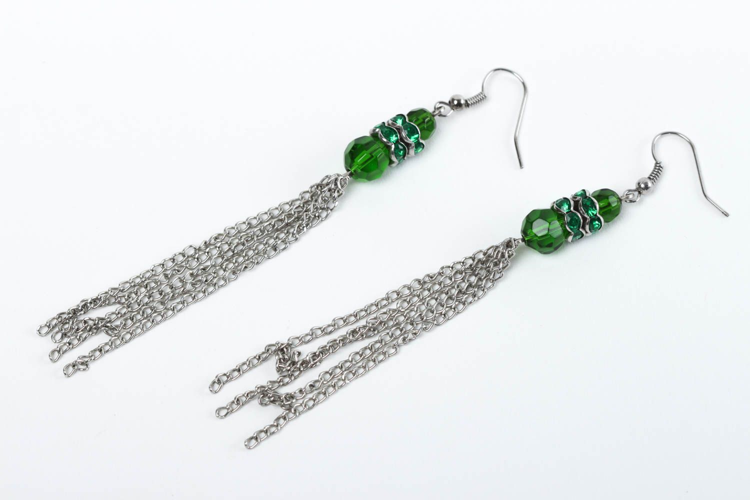 Handmade grüne Damen Ohrringe Designer Schmuck Accessoire für Frauen aus Steinen foto 2