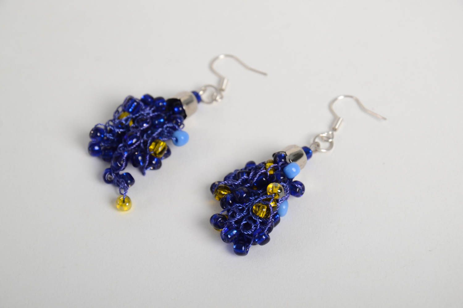 Handmade designer earrings blue evening earrings elegant accessory for gift photo 5