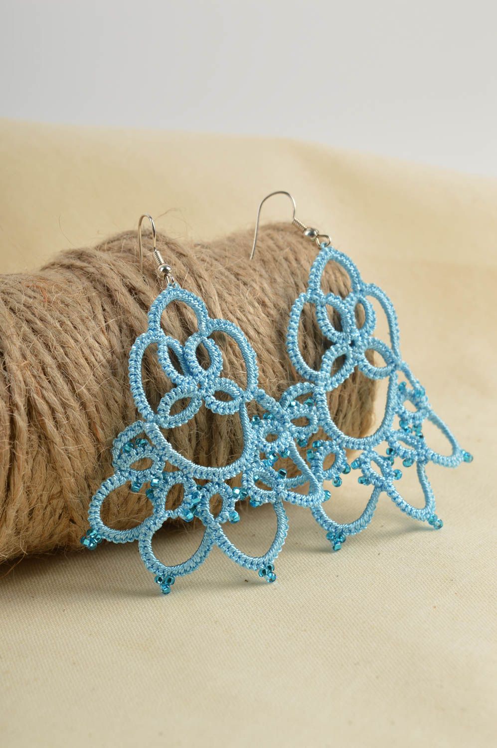 Stylish handmade woven earrings beaded earrings textile jewelry designs photo 1