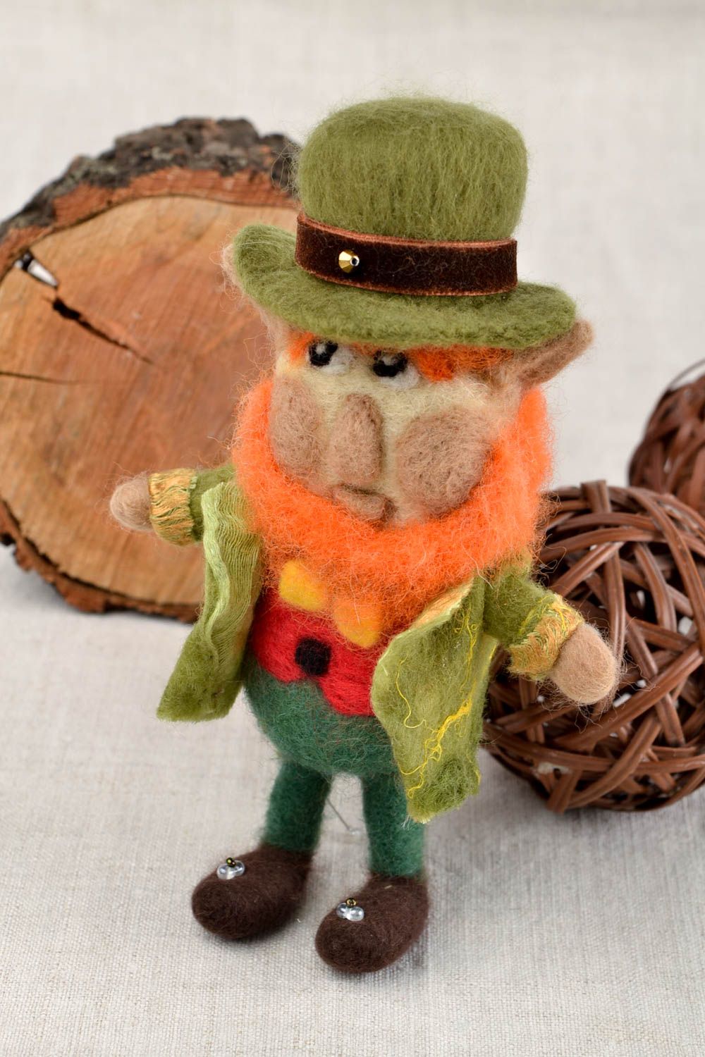 Peluche décorative fait main Jouet en laine feutrage mouillé Cadeau enfant photo 1