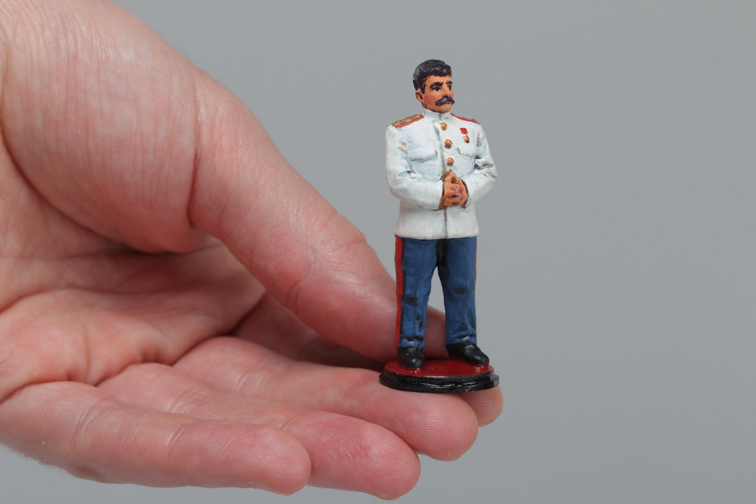 Handmade collectible miniature tin figurine of Stalin painted with acrylics photo 5