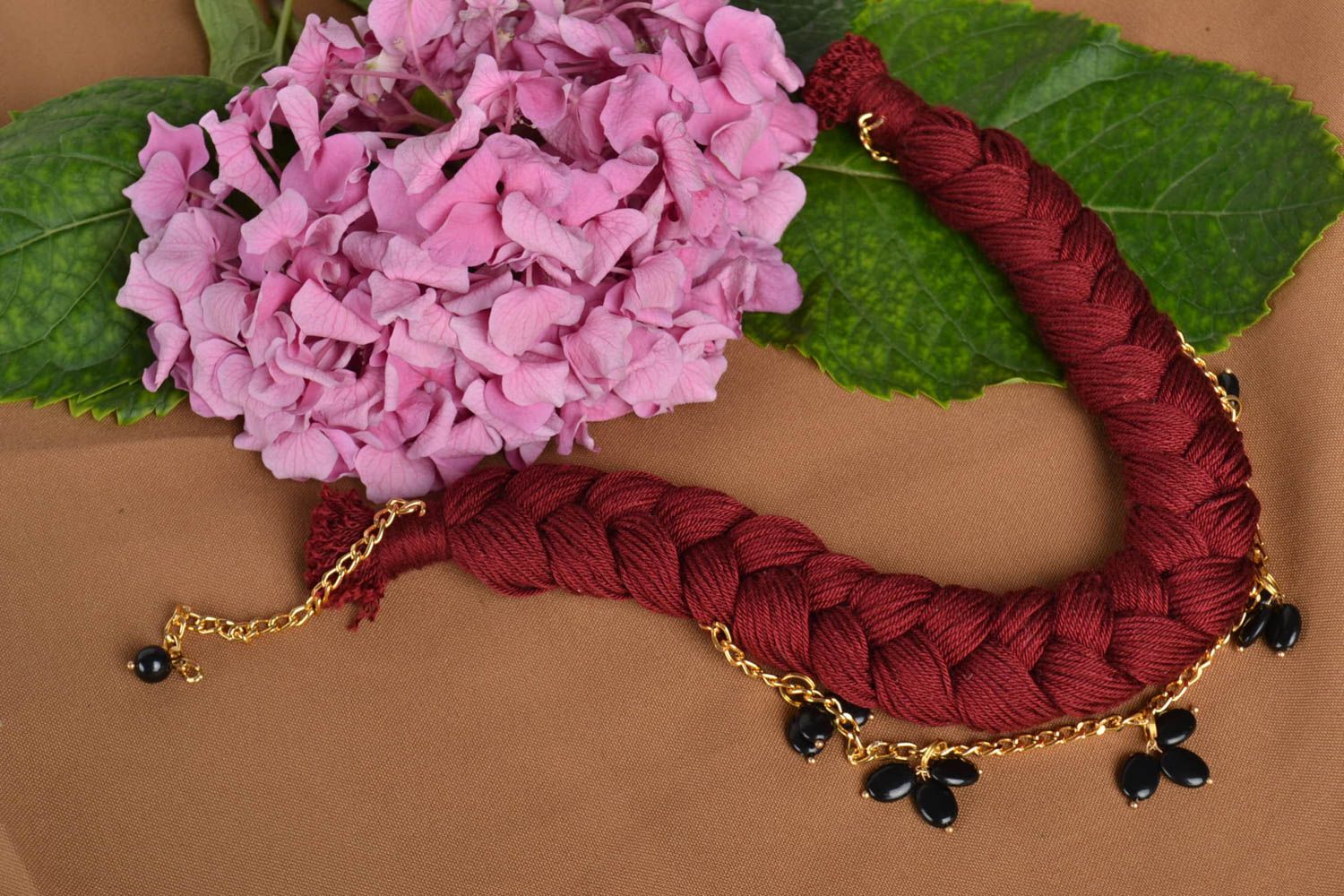 Designer stylish woven necklace handmade textile bijouterie designer present photo 1