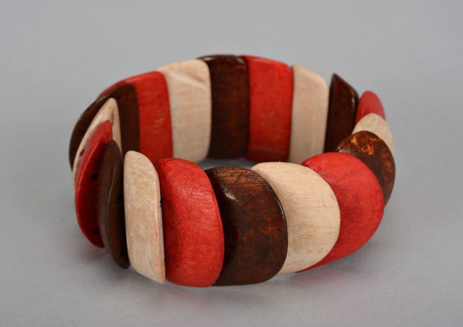 Wooden bracelet on elastic band photo 3