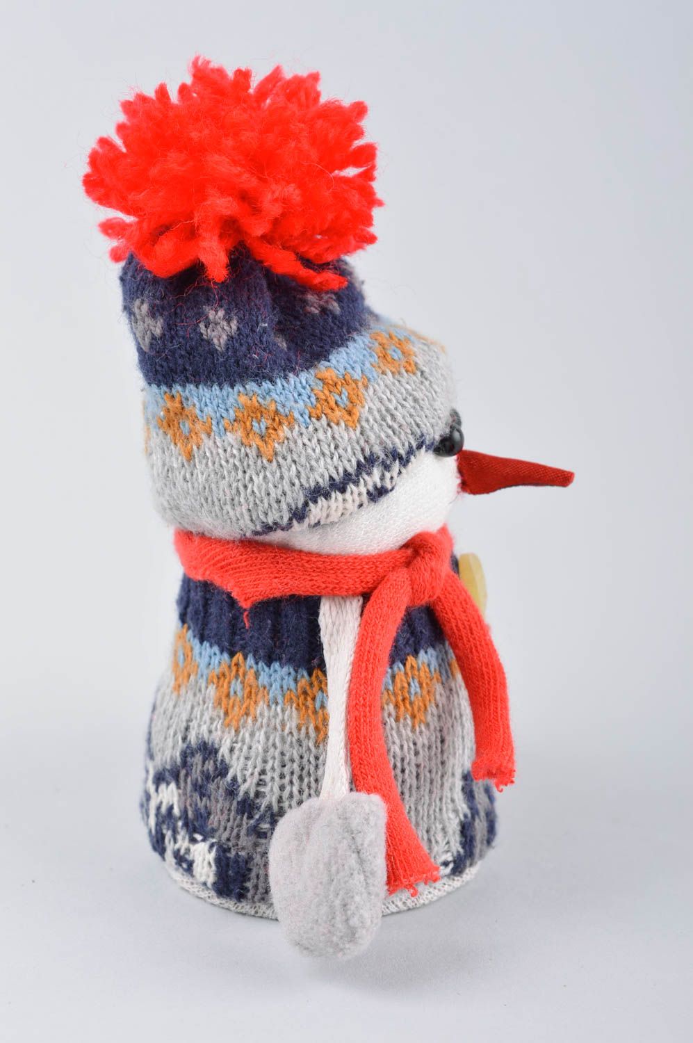 Peluche Bonhomme de neige en tissu faite main décorative Cadeau original photo 3