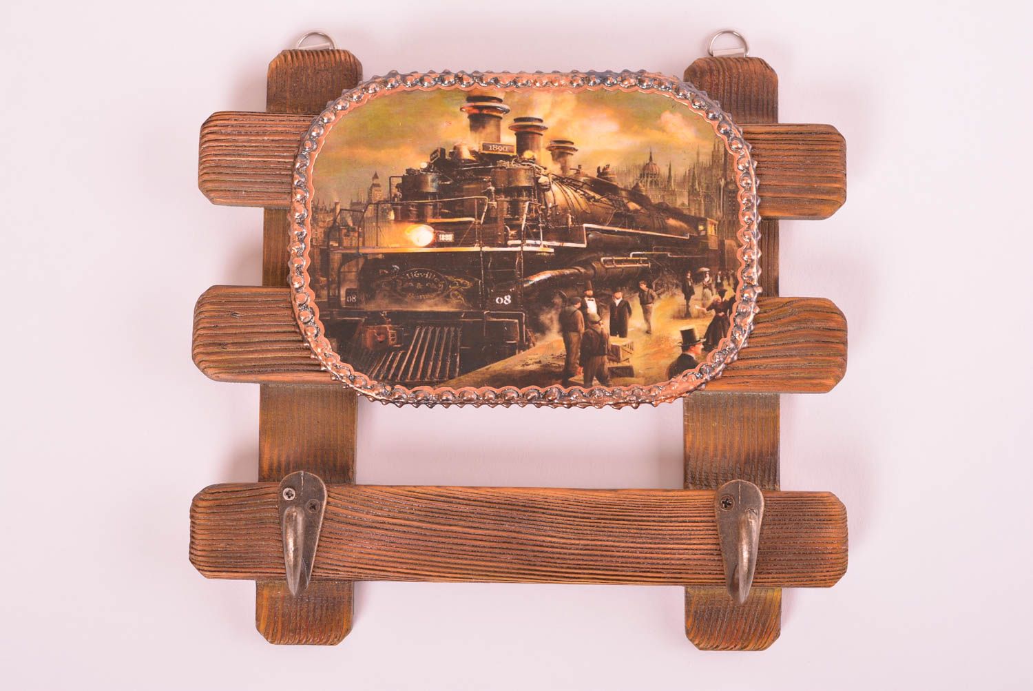 Llavero artesanal de madera colgante para llaves regalo original decoupage foto 1