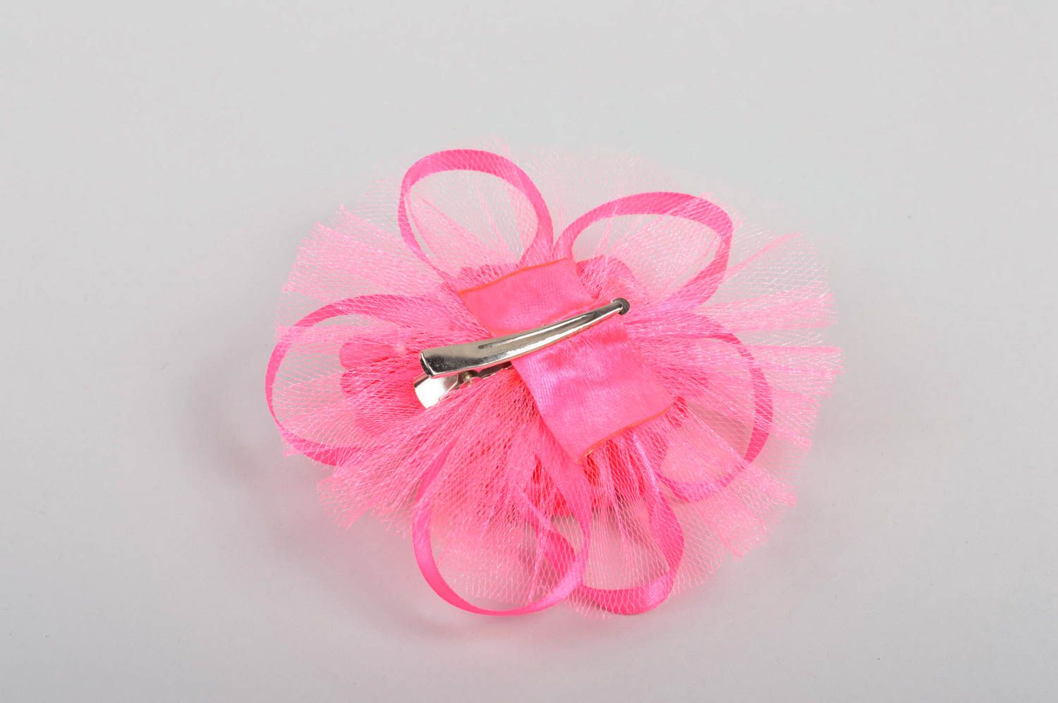 Украшение ручной работы яркая заколка с цветком розовый аксессуар для волос фото 4