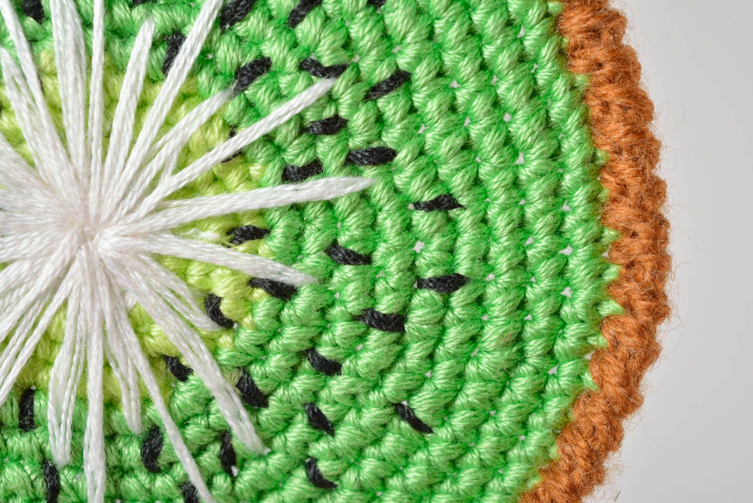 Dessous-de-verre fait main Sous-verre rond tricoté au crochet vert Déco cuisine photo 3