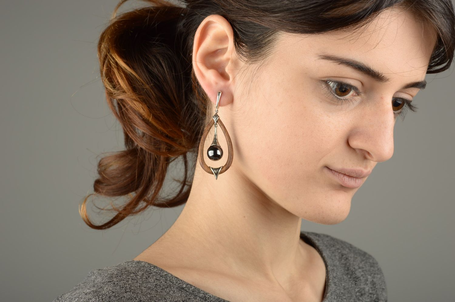 Handmade Modeschmuck Ohrringe Schmuck aus Holz Accessoire für Frauen Tropfen foto 5