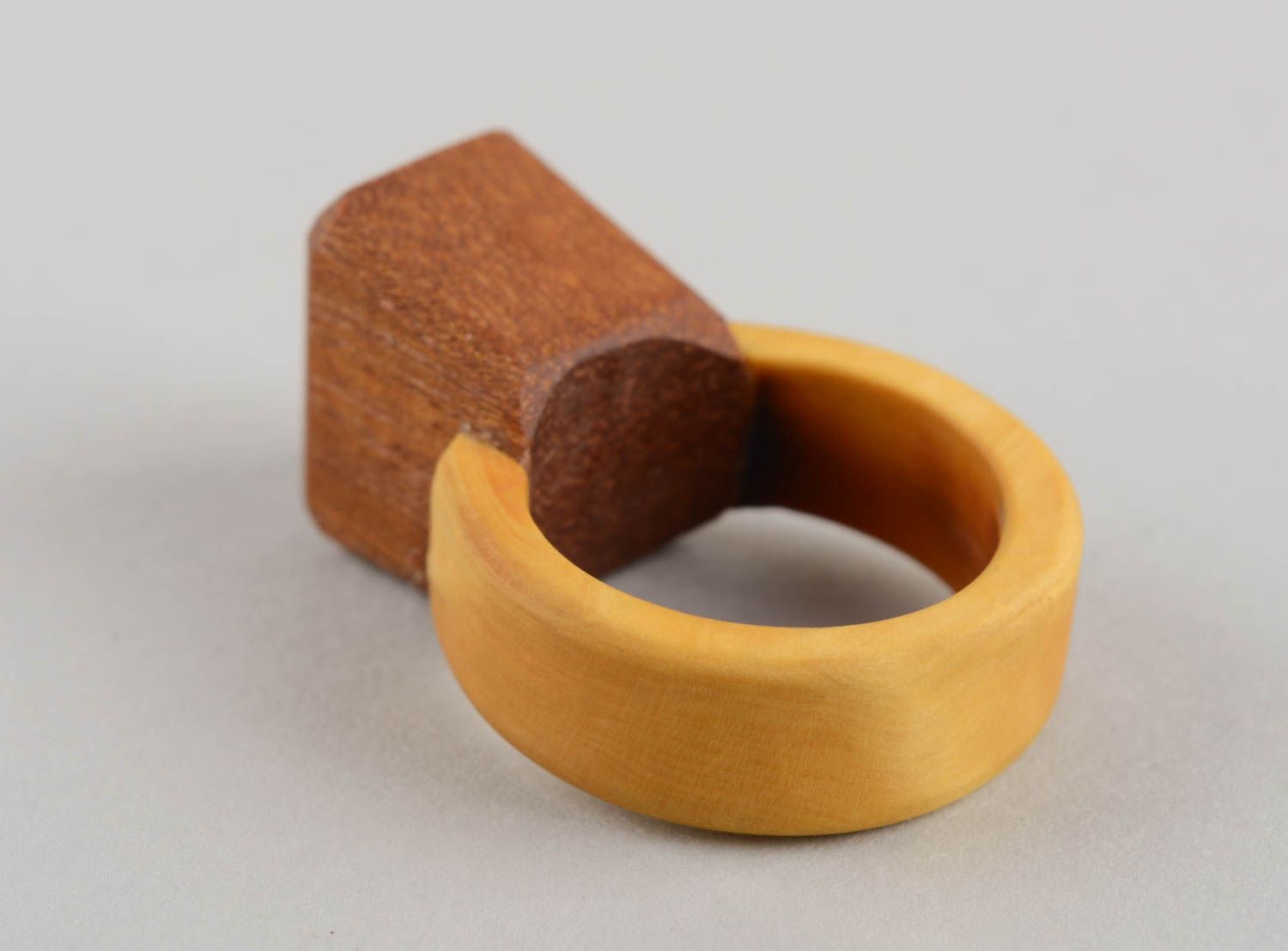 Large carved wooden ring handmade eco friendly accessory designer wood jewelry photo 4