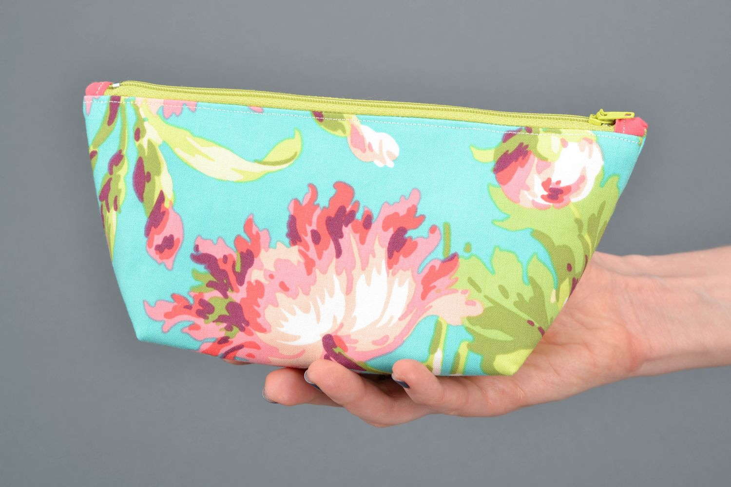 Handmade summer fabric bag Hibiscus photo 2