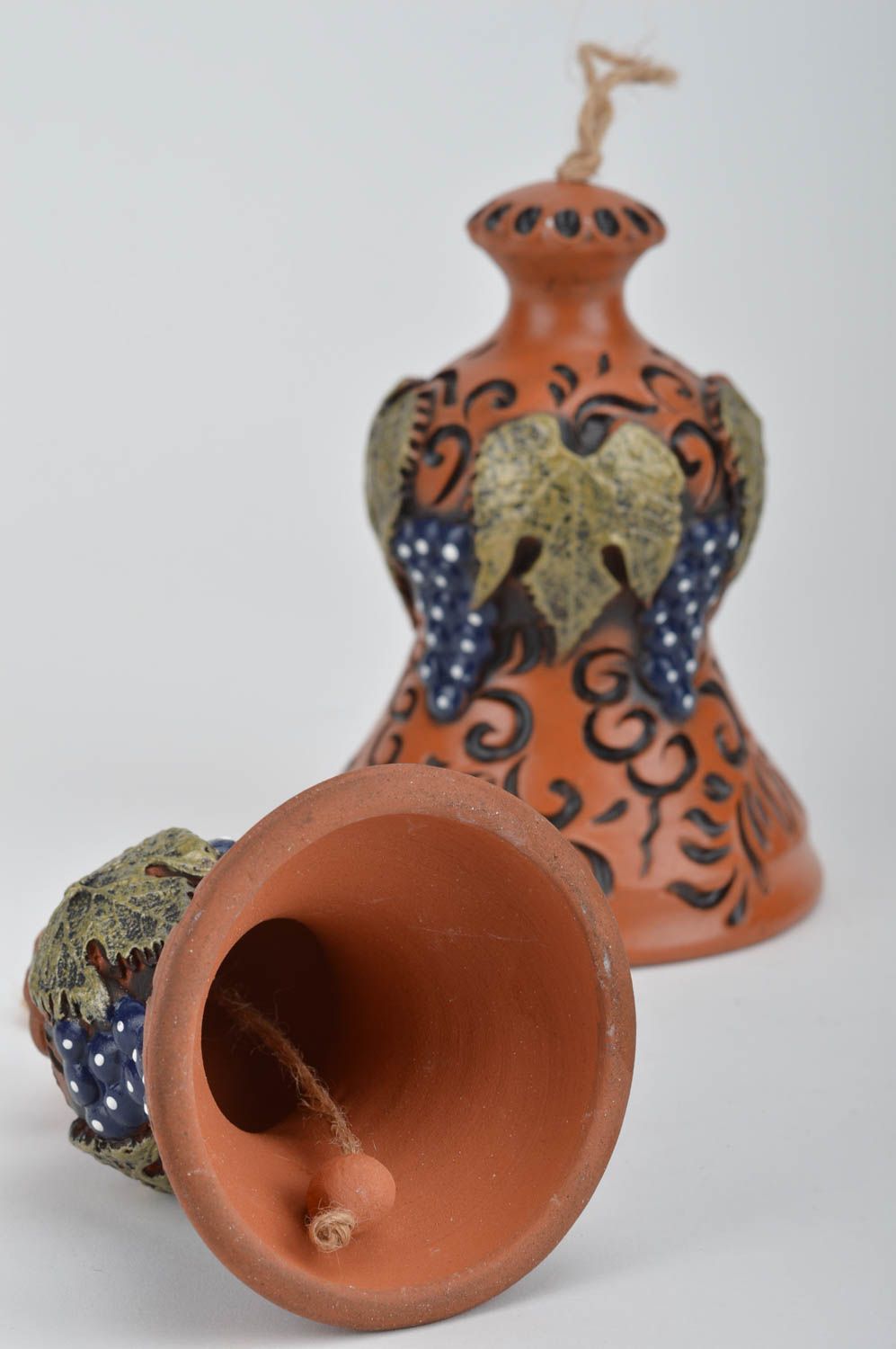 Handmade unusual designer set of ceramic bells for home decor 2 pieces photo 5