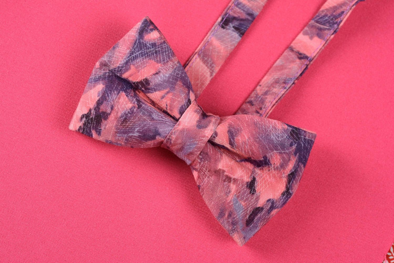 Gravata-borboleta feita à mão mármore cor de rosa foto 3