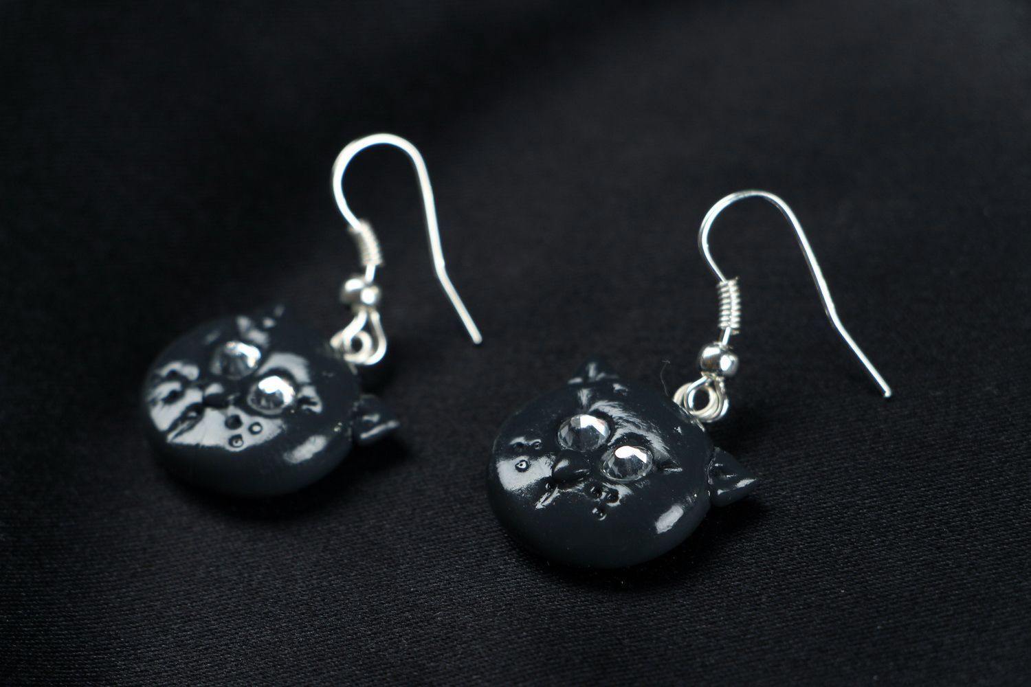 Earrings made of polymer clay Cat photo 2