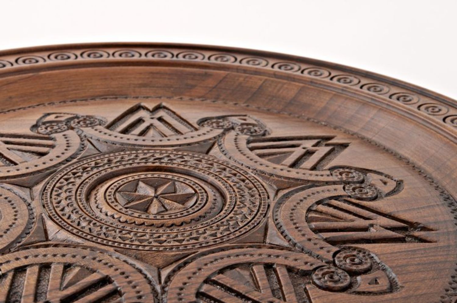 Handmade decorative carved plate photo 5