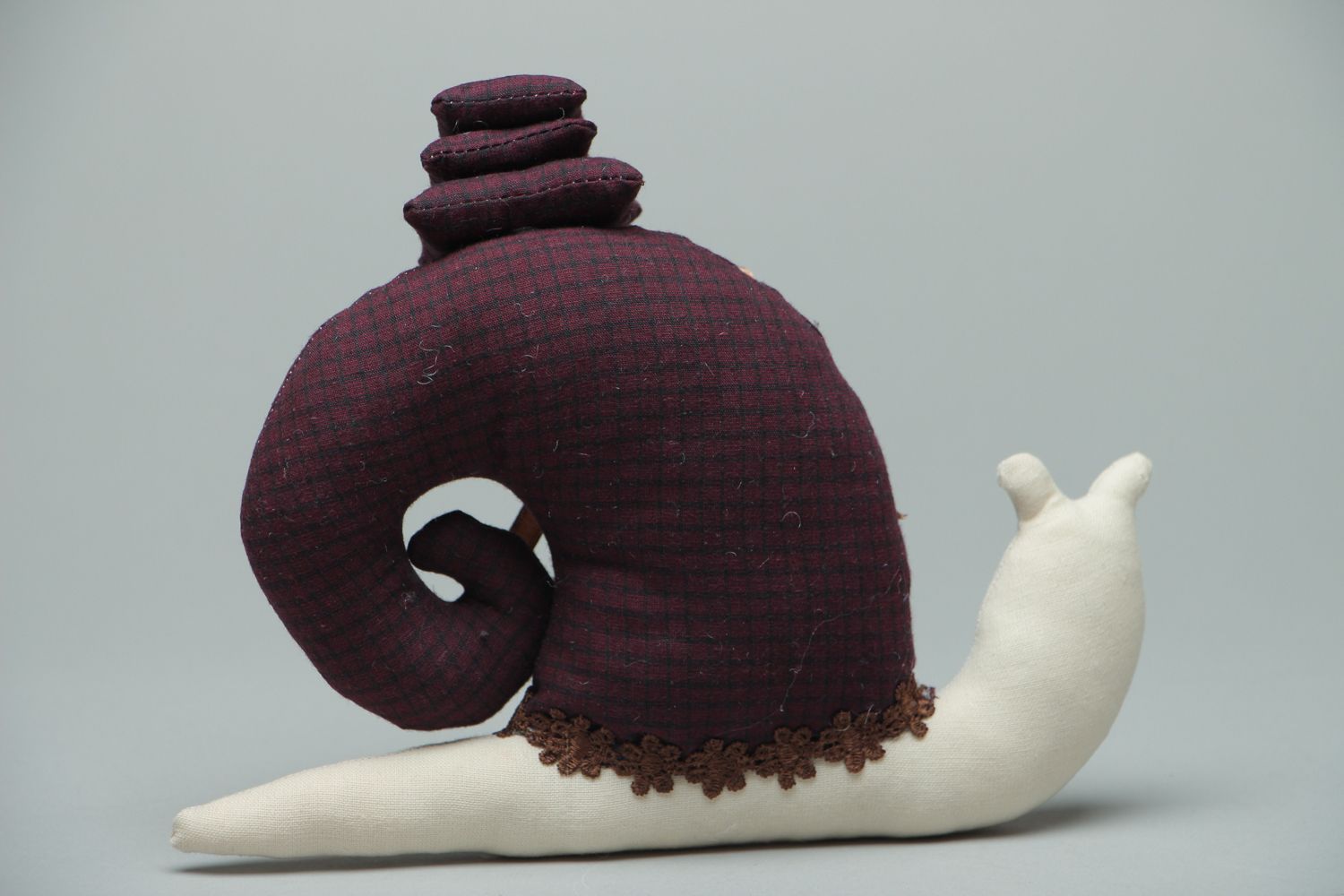 Handmade textile toy snail photo 3