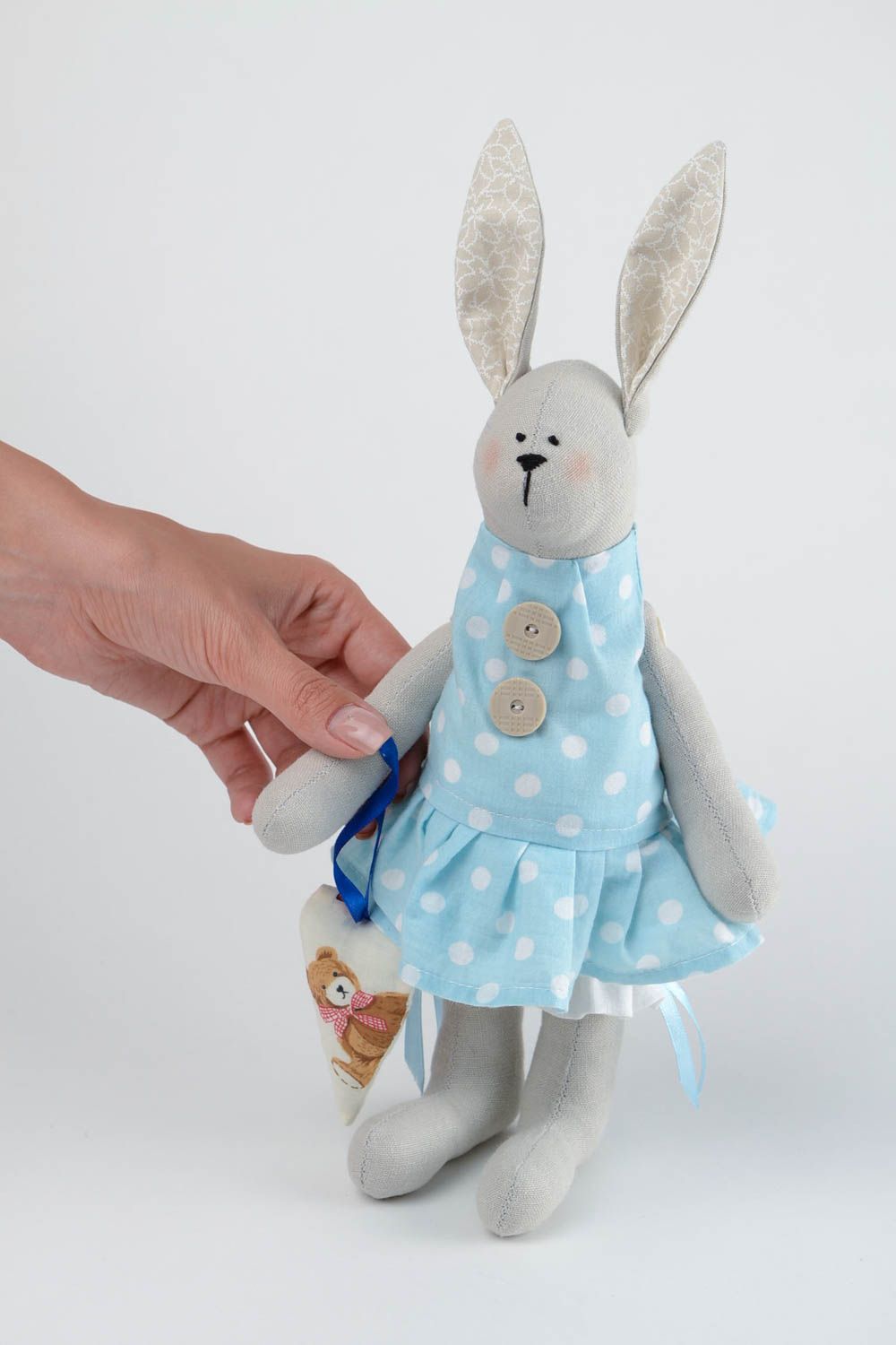 Handgemachtes Kuscheltier Hase aus Leinen Geschenke für Kinder Haus Deko foto 2
