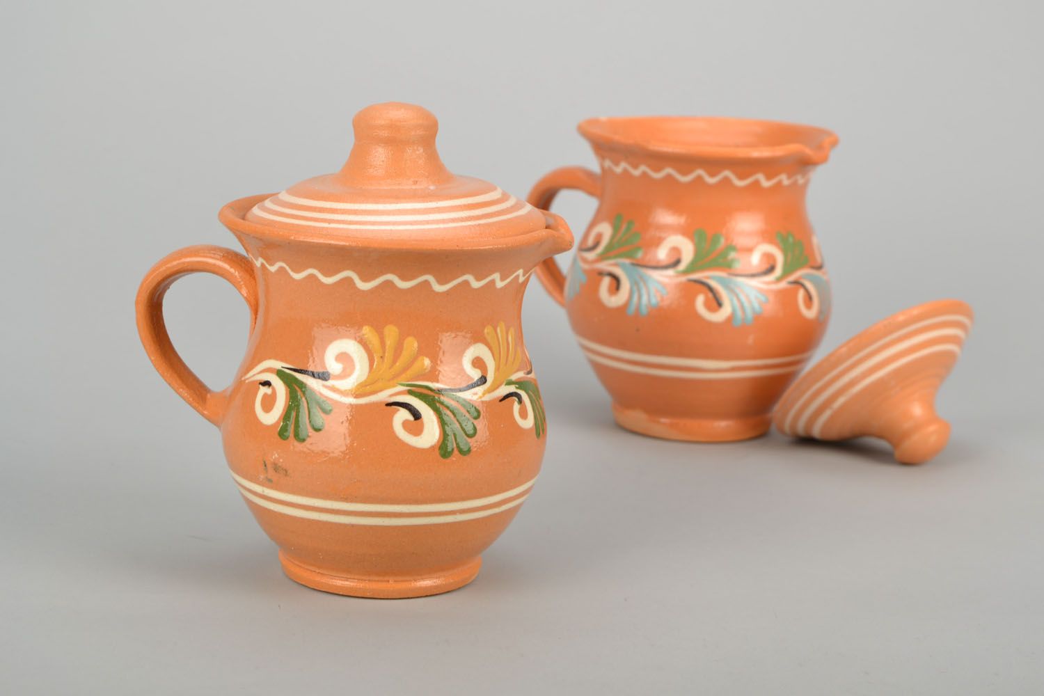 12 oz ceramic porcelain creamer pitcher with hand-painted floral design 1,23 lb photo 1