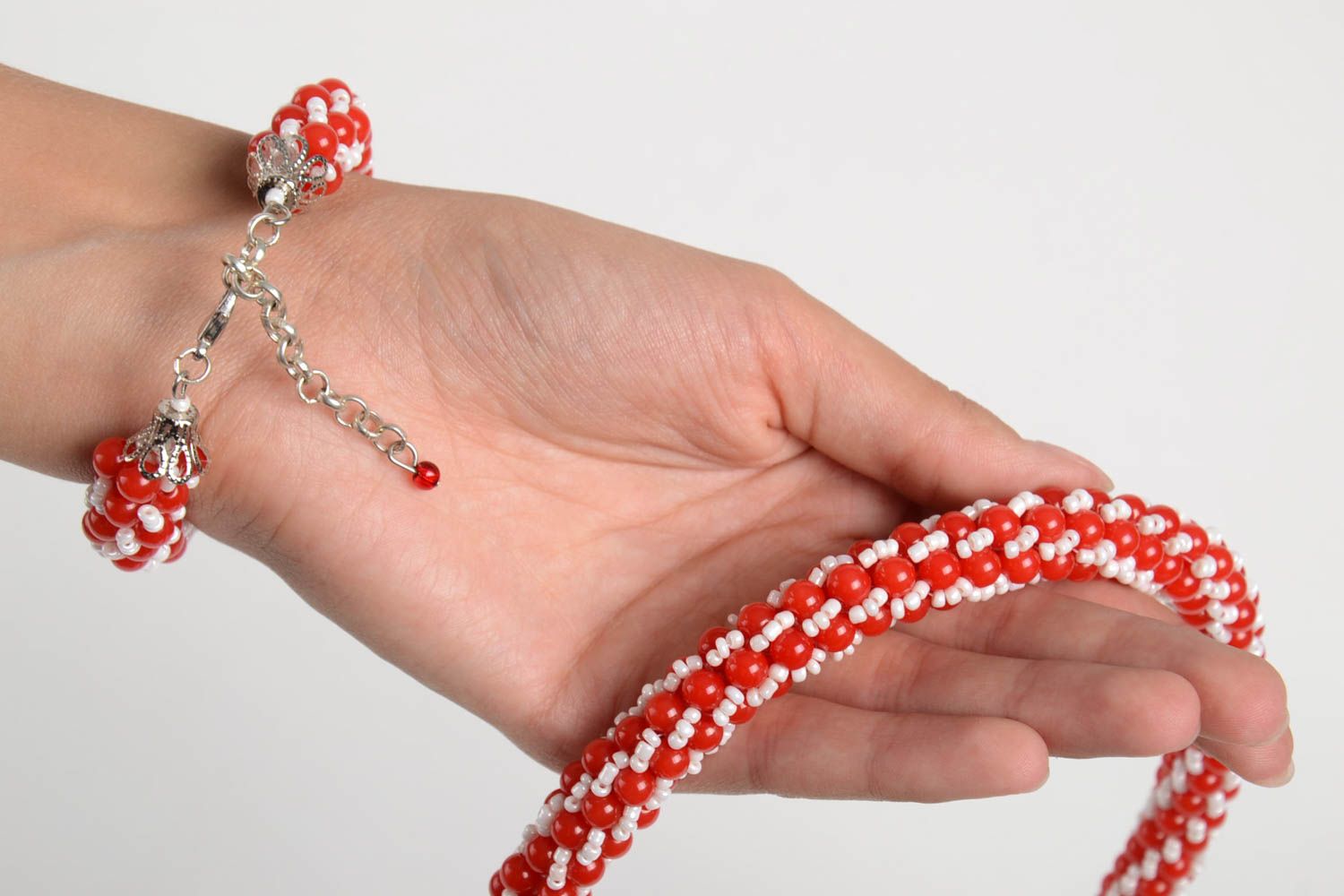 Stylish handmade jewelry set beaded bracelet designs woven bead necklace photo 4