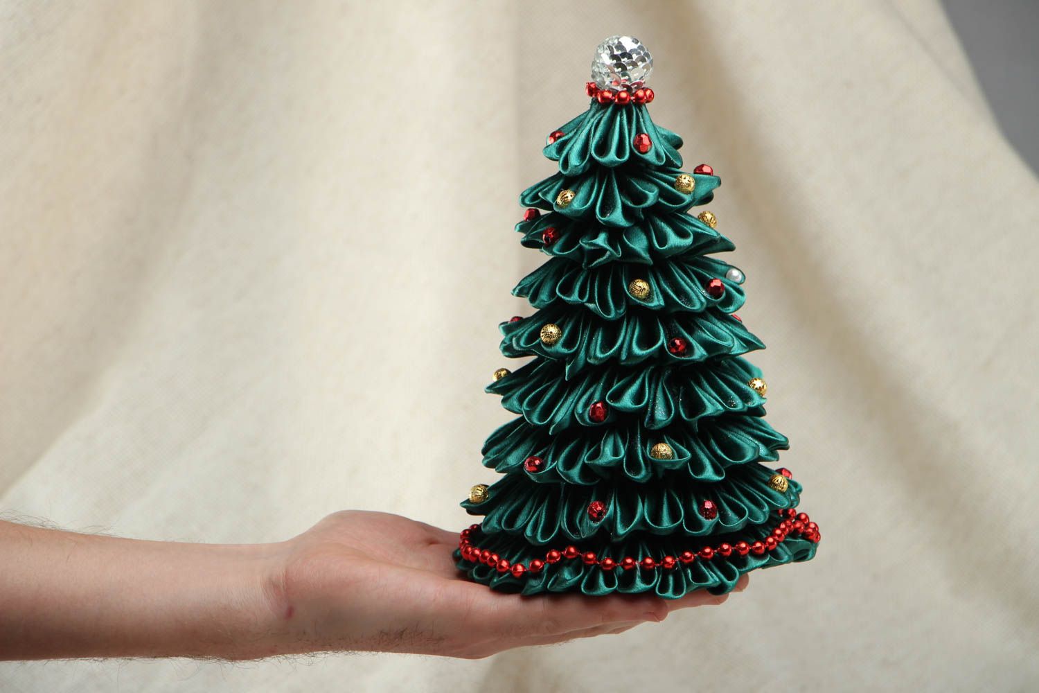 Decorative fir tree with satin ribbons photo 4