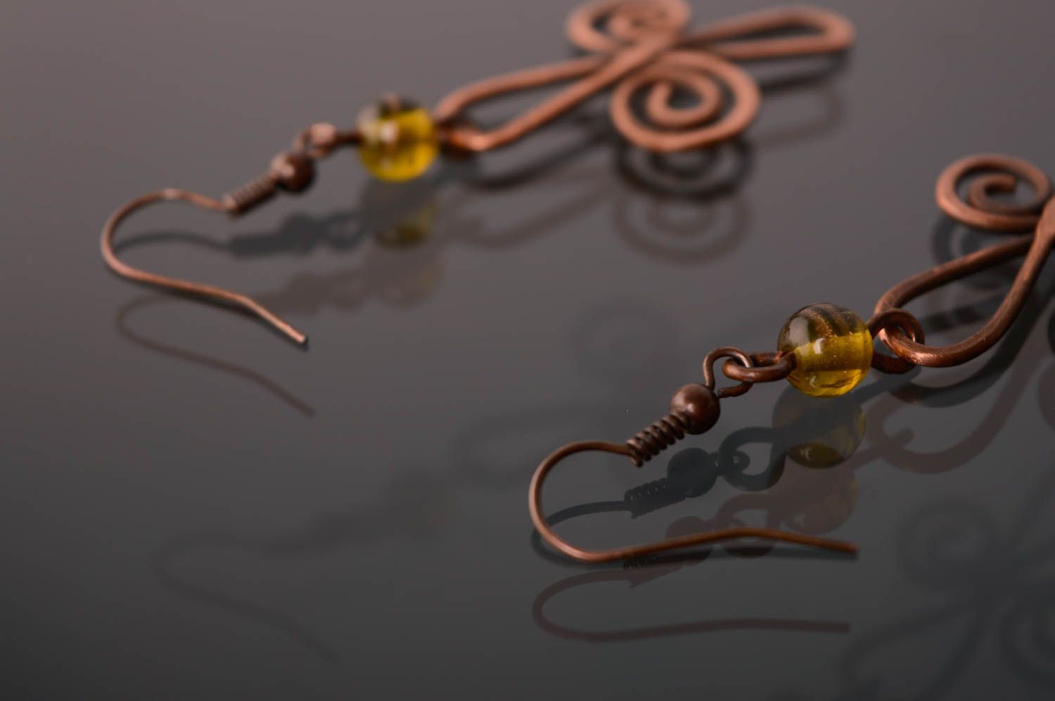 Wire wrap copper earrings photo 4