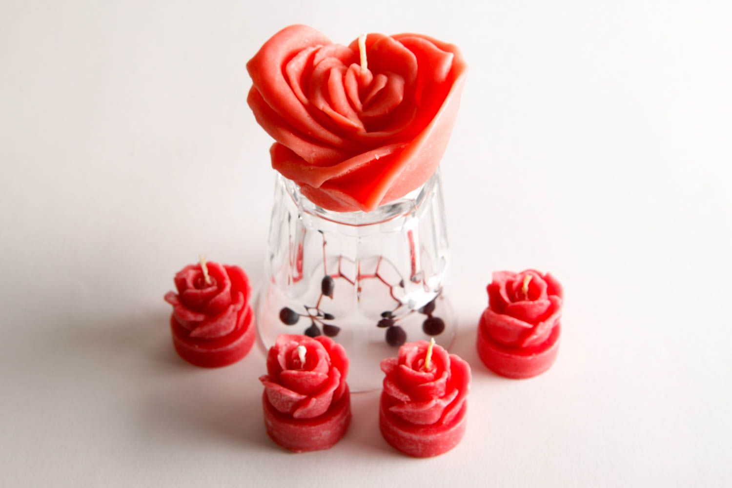 Bougies décoratives fait main Bougies roses rouges 5 pcs Décoration maison romantique photo 4