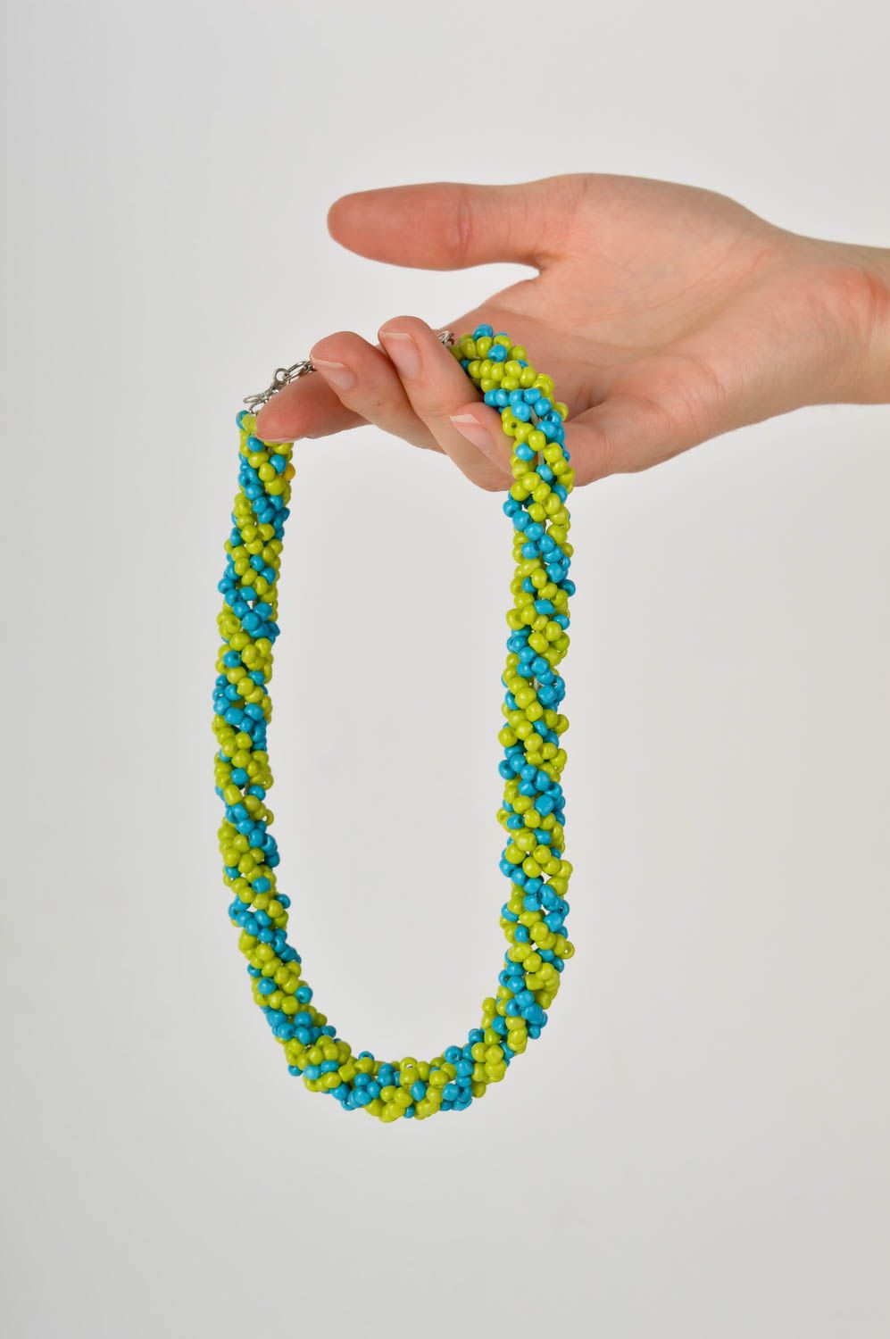 Collier en perles de rocaille Bijou fait main vert-bleu Cadeau pour femme photo 5