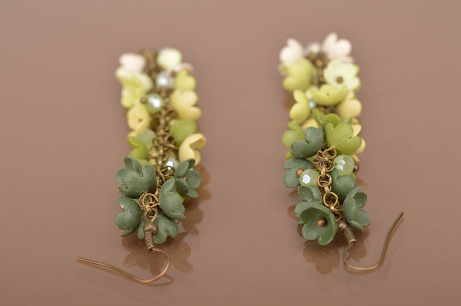 Beautiful handmade plastic flower earrings stylish long earrings gifts for her photo 3