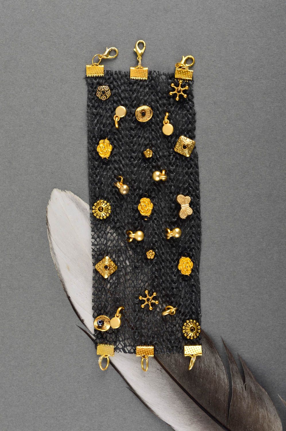 Bracelet faux cuir Bijou fait main Accessoire femme métal original beau photo 1