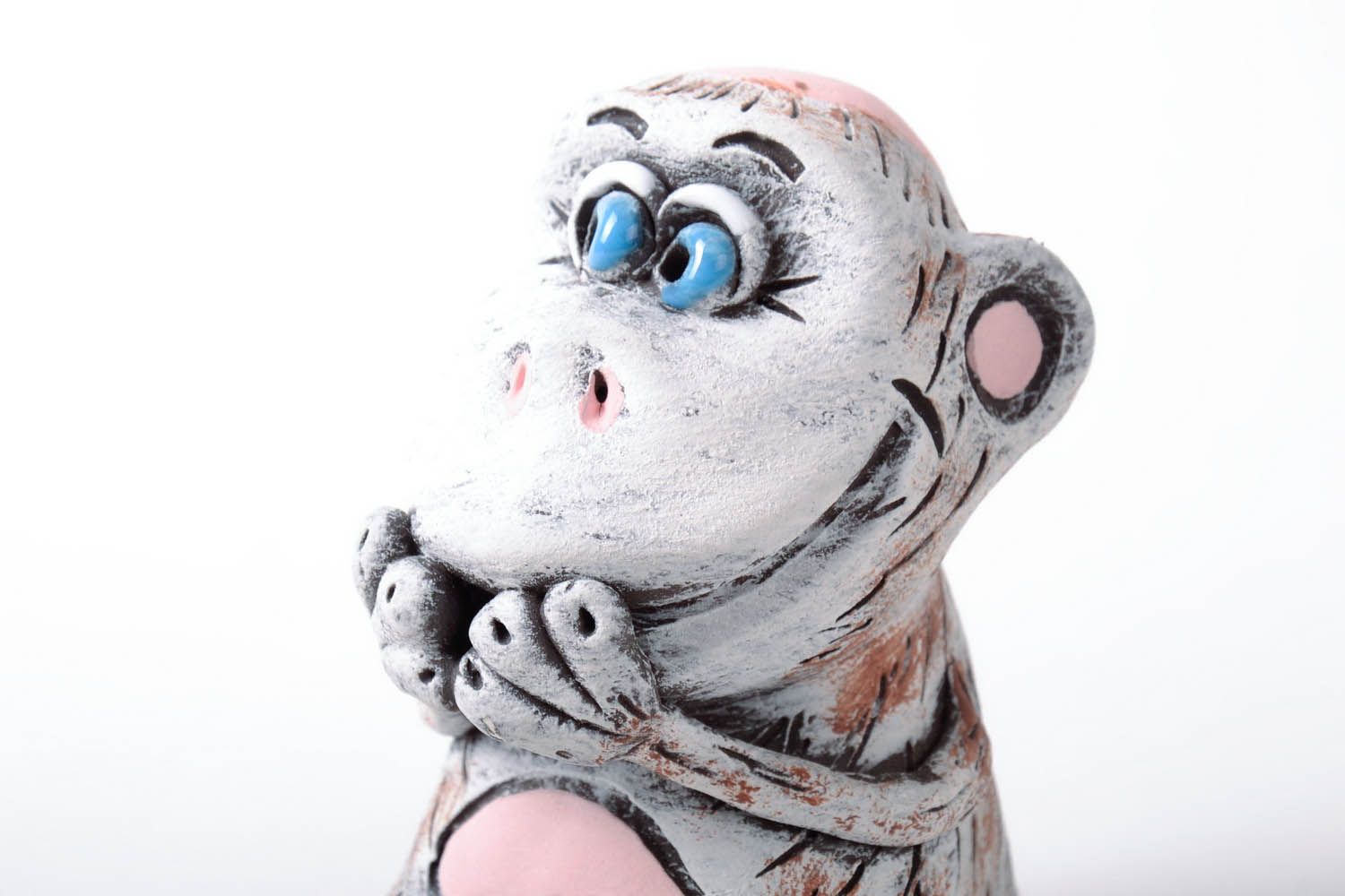 Scimmia in ceramica fatta a mano figurina divertente souvenir originale foto 3