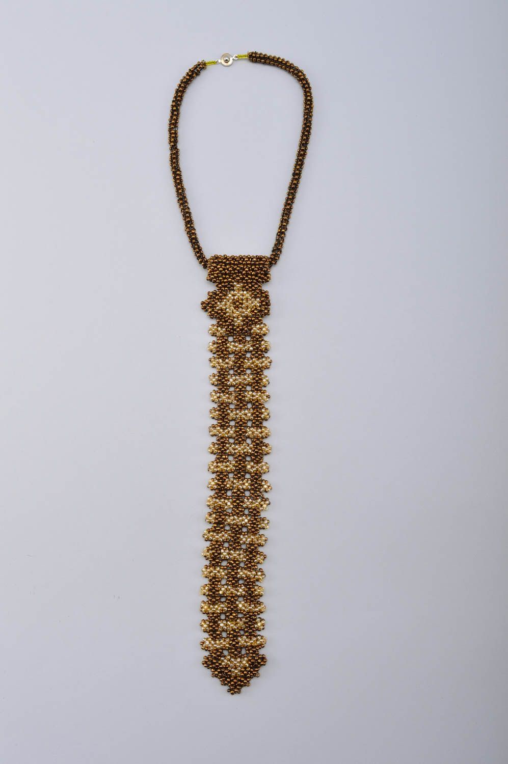Колье из бисера украшение ручной работы ожерелье из бисера в виде галстука фото 2