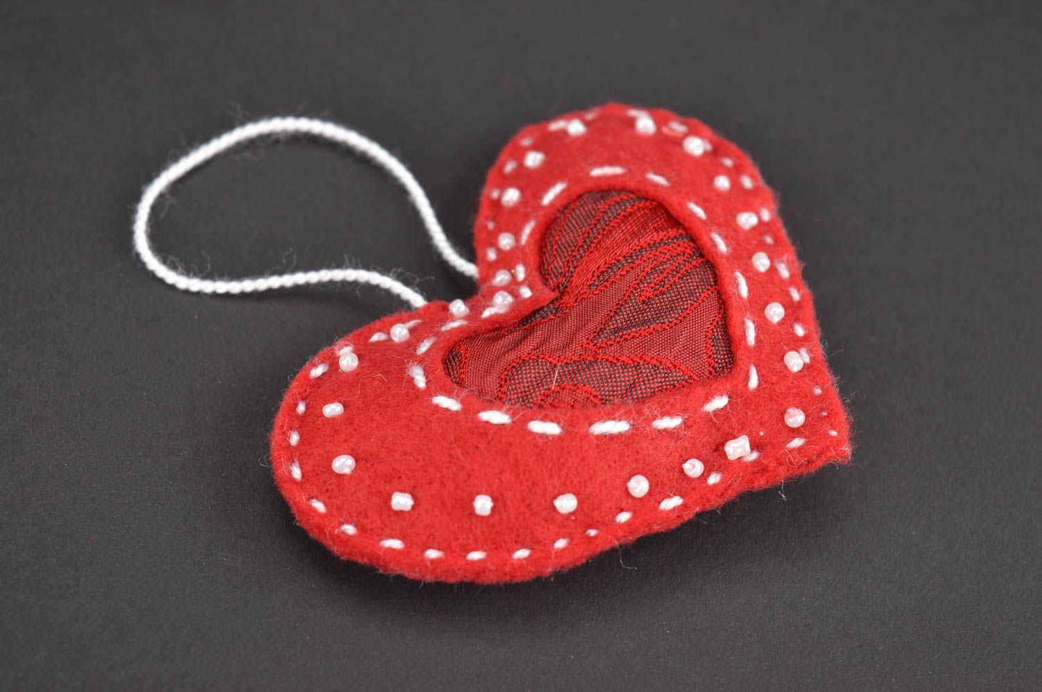 Елочная игрушка хэнд мэйд елочная игрушка из фетра мягкая игрушка сердце  фото 3
