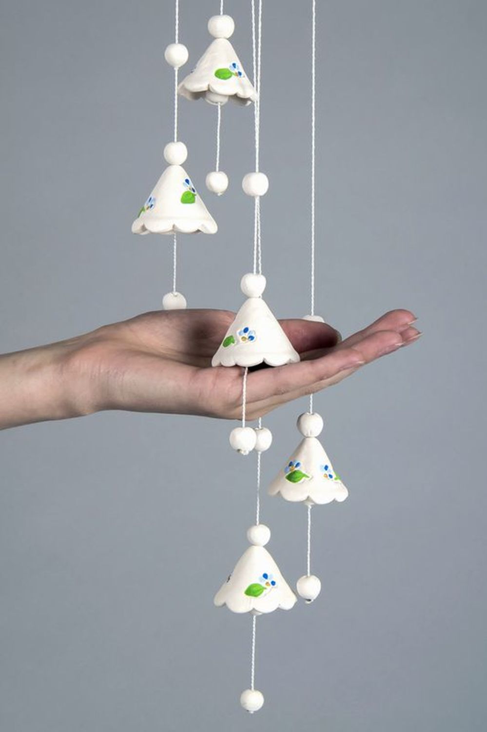 Hanging ceramic bells with pattern photo 1