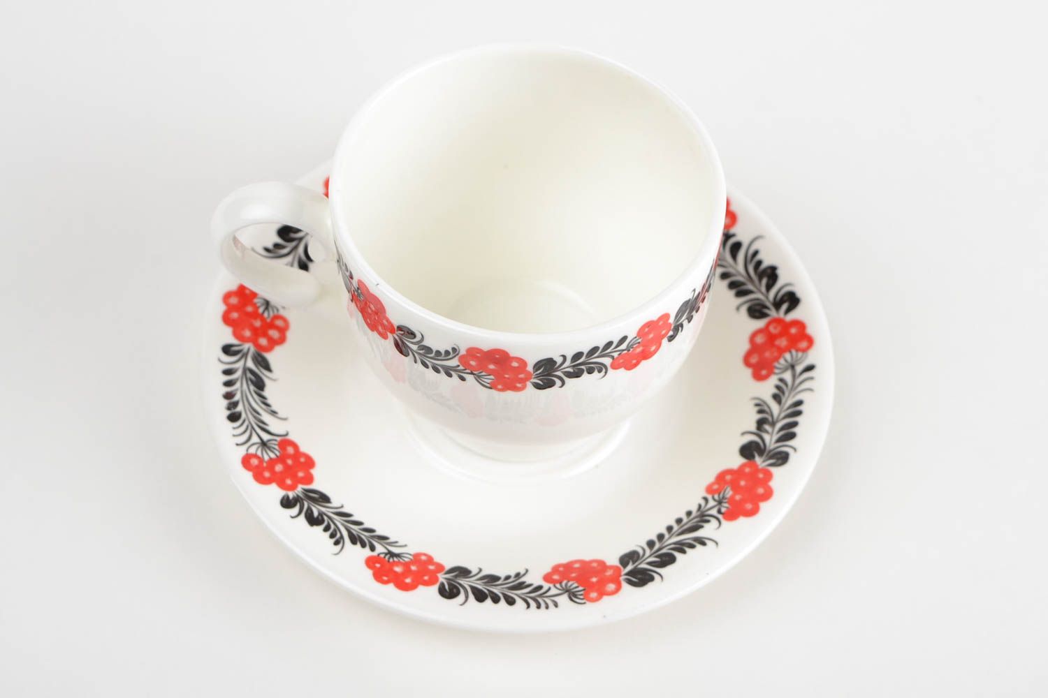 Tasse avec soucoupe fait main Service à thé 22 cl avec motif Vaisselle design photo 5