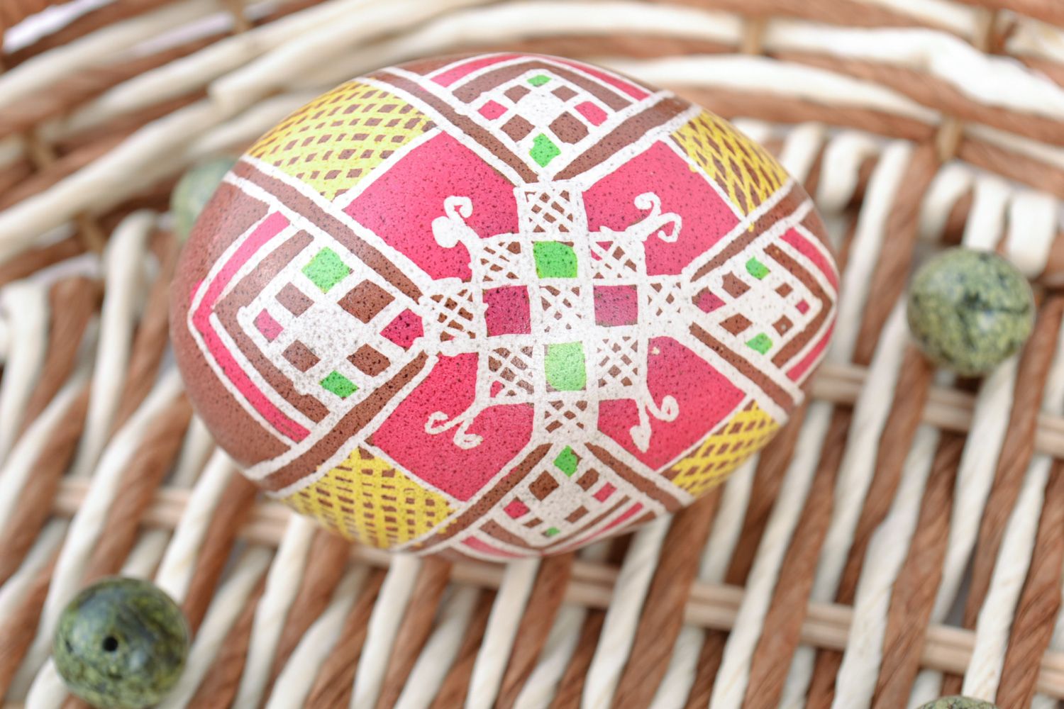 Handmade painted Easter egg with ornament photo 1