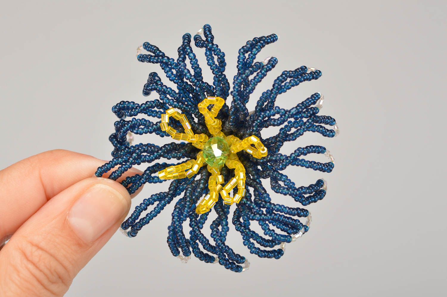 Unusual handmade beaded brooch woven flower brooch designer jewelry gift ideas  photo 2