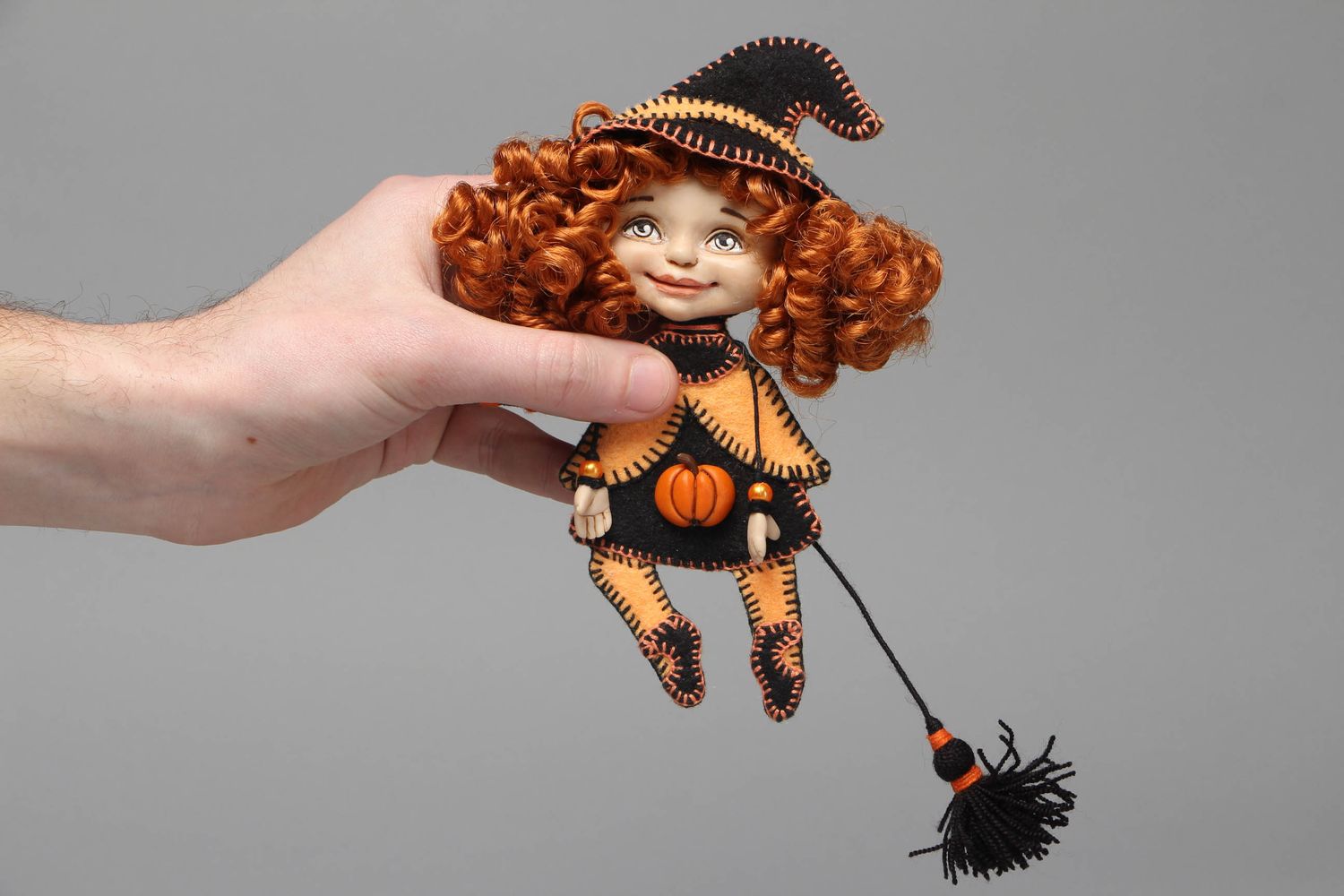 Felt brooch in the shape of doll witch photo 4